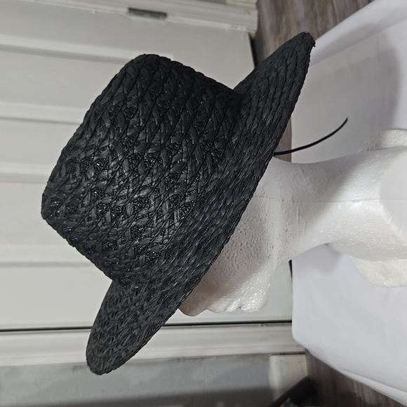 Women's Weaved Straw Hat Black - Picture 1 of 9